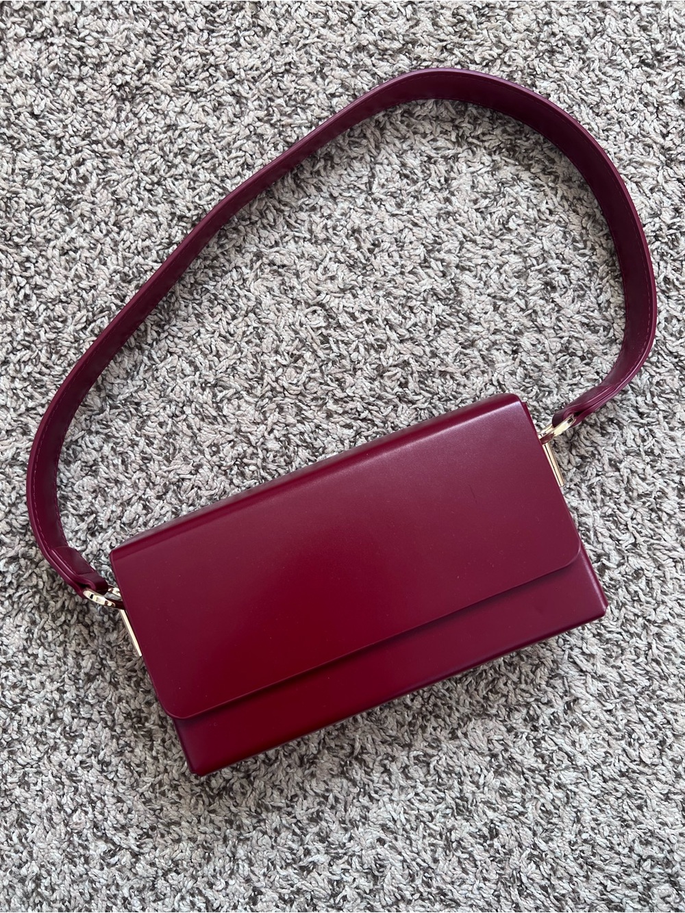 Structured Red Leather Shoulder Bag